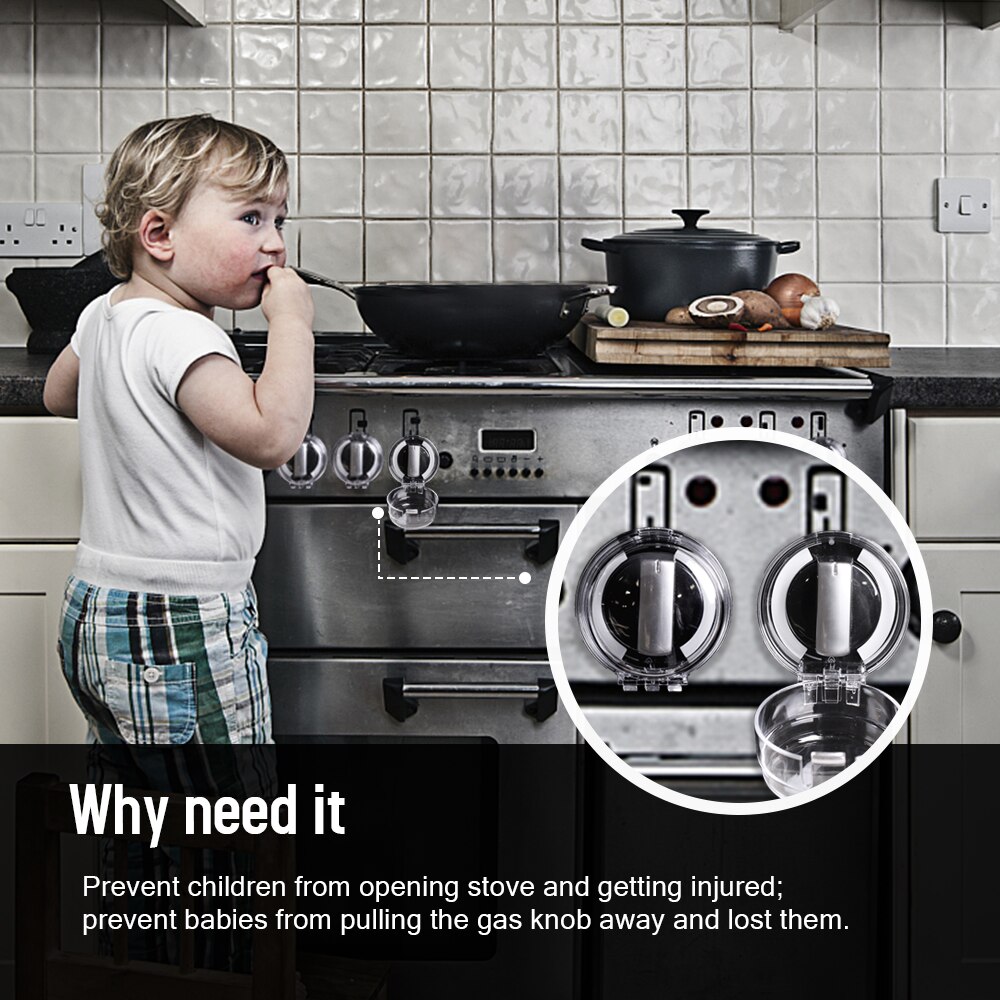 Eudemon 6 stk børnebeskyttelse hjem køkken ovn gaskomfur knap kontrol switch beskyttelsesdæksel beskytter sikkerhedslås