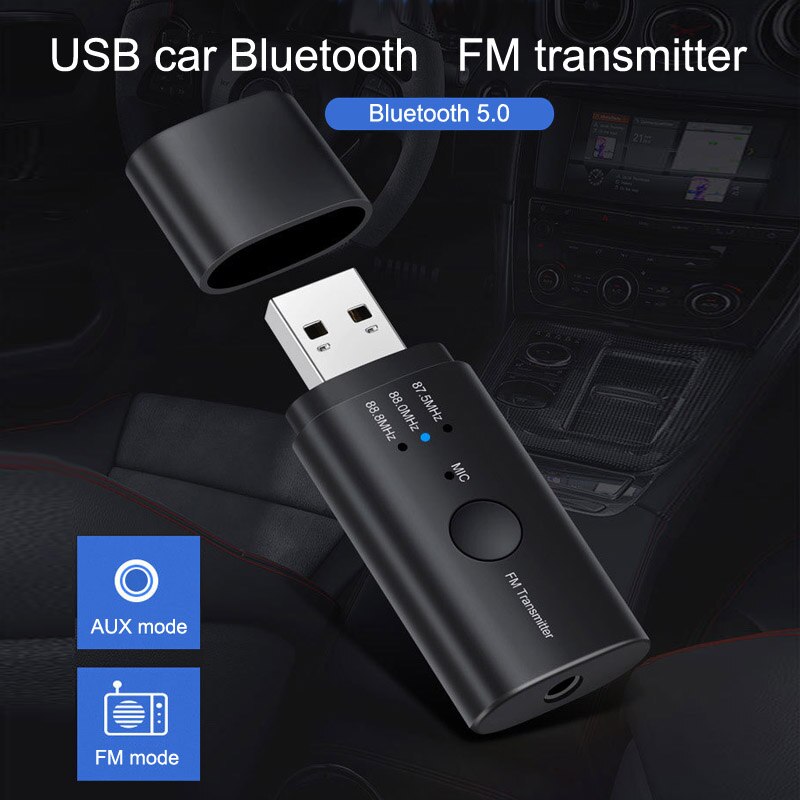 JaJaBor – transmetteur FM sans fil Bluetooth 5.0 pour voiture, Kit mains-libres, récepteur de musique, Jack AUX, 3.5mm