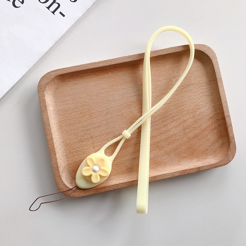 Cute Flower Mobile Phone Straps Rope Cartoon Strap Neck Lanyards Hand Strap For Phone Case Long Rope Lariat For Name Card Chain: Yellow ( long )