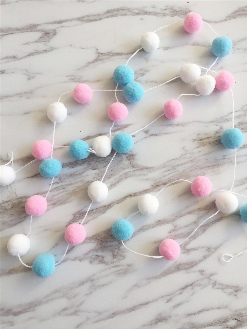 2M DIY-Bola de pelo de macarrón para decoración de habitación de bebé, Pancarta, protectores de cama, banderas de , decoración para habitación de niños y niñas: white pink blue