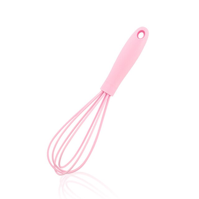 Batidor de silicona para batir, batidor de huevos antideslizante, fácil de limpiar, Espumador de leche, utensilio de cocina, herramienta para batir huevos: Rosa