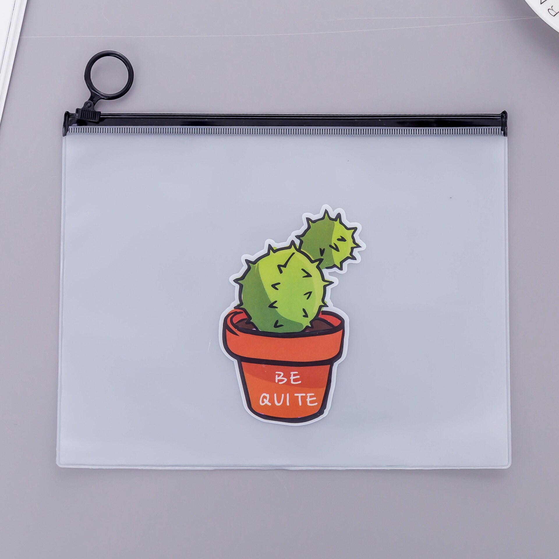 Carpeta de archivos A5 de PVC transparente con cremallera de Cactus, bolsa para Archivo de Documentos, accesorio para diario de viaje, billetes, tarjetas, bolsa de almacenamiento: 2