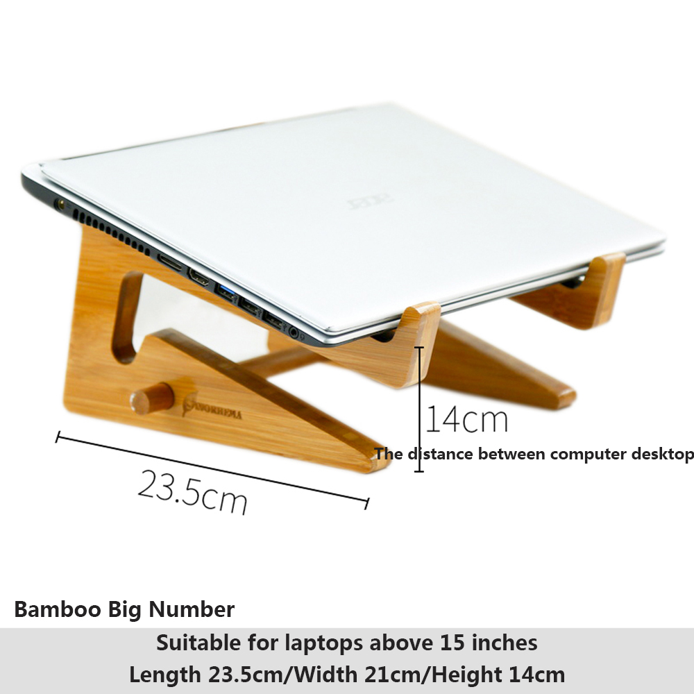 Wood Laptop Stand Increased Height Stand For Macbook Pro Air 13 IPad Pro Vertical Base Cooling 17.3 15.6 14 Inch Notebook Holder: Bamboo Wooden Large