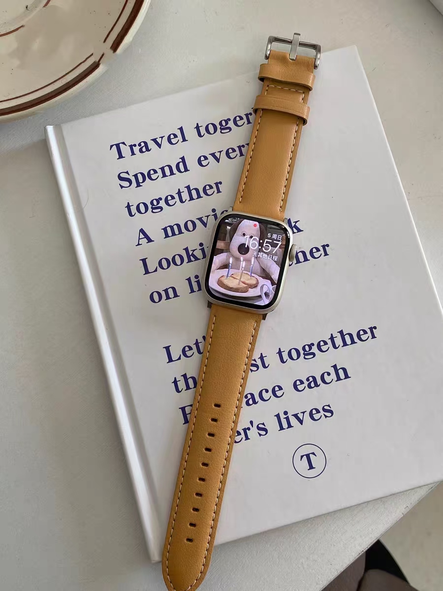 Läderband till apple watch-bandet series ultra 10/9/8/7/6/5/4/3/2/1 se 38mm 40mm 41mm 42mm 44mm 45mm 46mm 49mm rem: Brun / 15mm