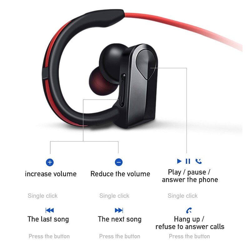 Cool Dier 5.0 Bluetooth Oortelefoon Sport Oorhaak Ruisonderdrukking Stereo Draadloze Koptelefoon Met Microfoon Voor Iphone Huawei Telefoon