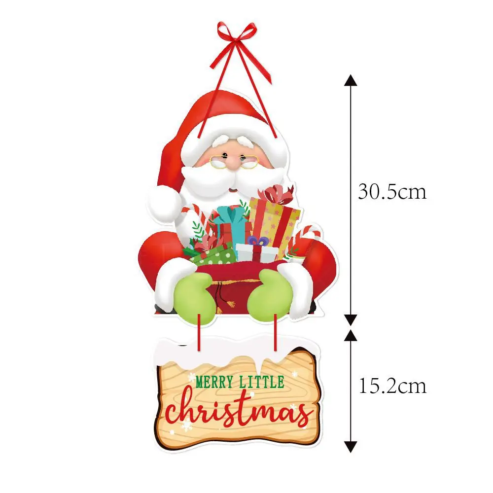 2024 Kerst Deurhanger Nieuwjaarsfeest Hangers Kerstman Sneeuwpop Elanden Papieren Banner Vrolijke Kerstdecoratie voor thuis: Fluorescentie Geel