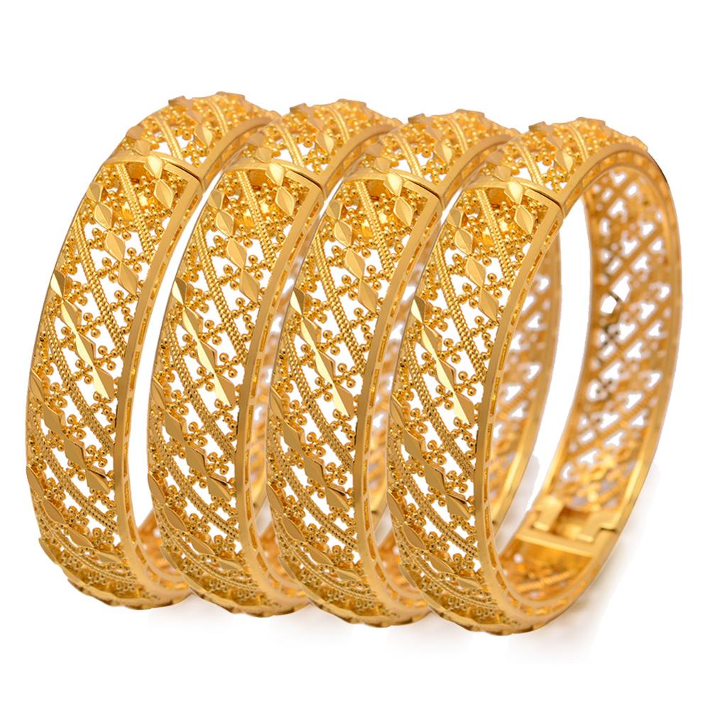 24K Dubai peut ouvrir des bijoux ethniques éthiopiens couleur or Bracelet bracelets pour femmes fille mariage mariée Bracelet bracelets bijoux: Default Title