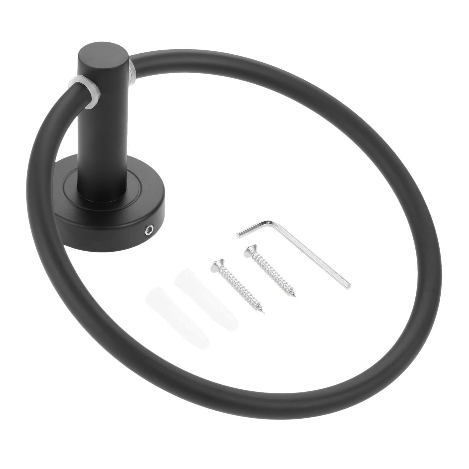 Porte-serviettes mural noir en acier inoxydable, anneau de serviette pour salle de bains, porte-serviettes à main, matériel de salle de bains