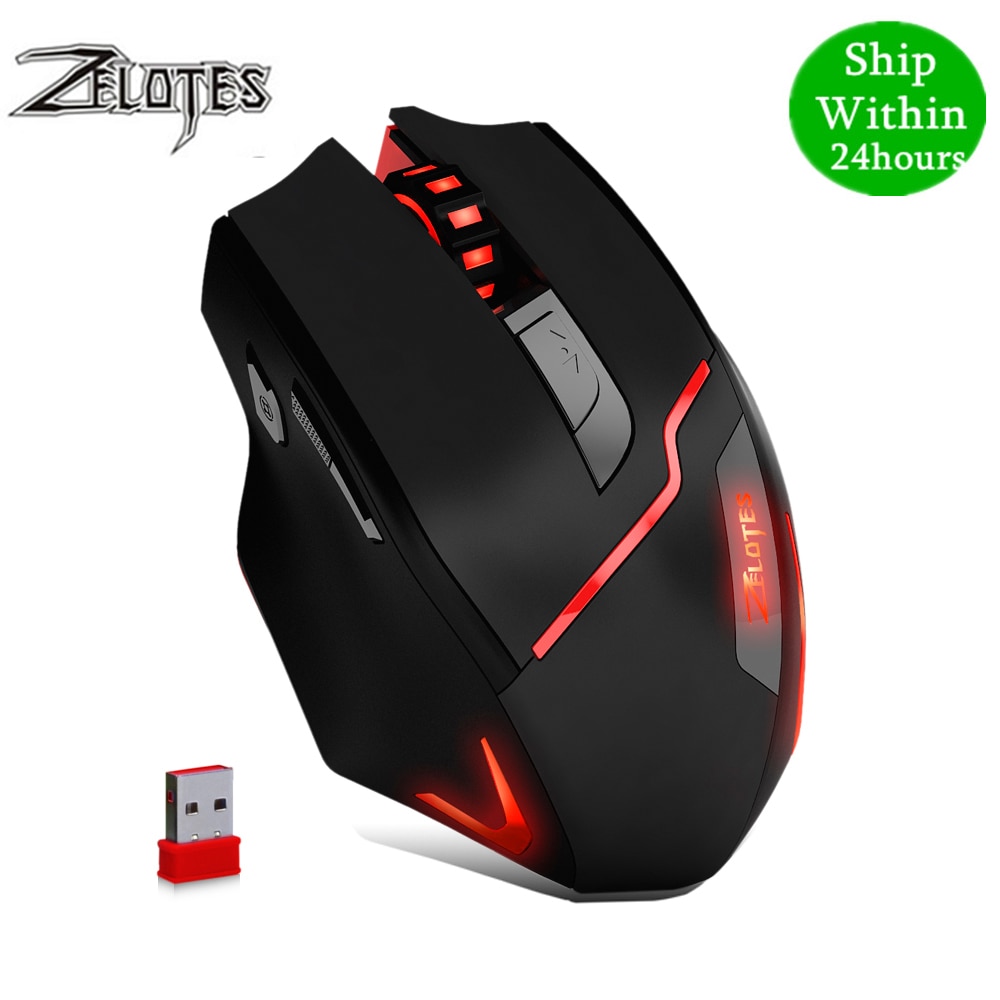 ZELOTES F-18 Dual-mode Gaming Mouse6 Level 3200DPI 500Hz Wireless 7 Color Computer Mouse 2.4GHz With Mini USB