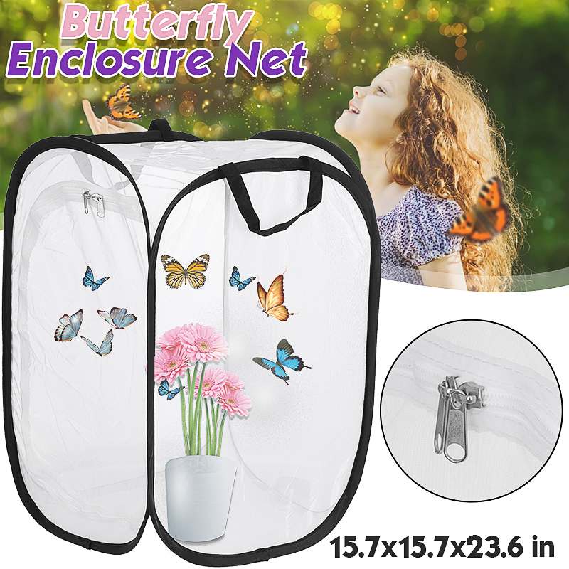 Collapsible Insect Cage Mesh Insect Cage Garden Butterfly Mantis Stick Breeding Zipper Cages Net Cloth Mesh Cage Breeding Box