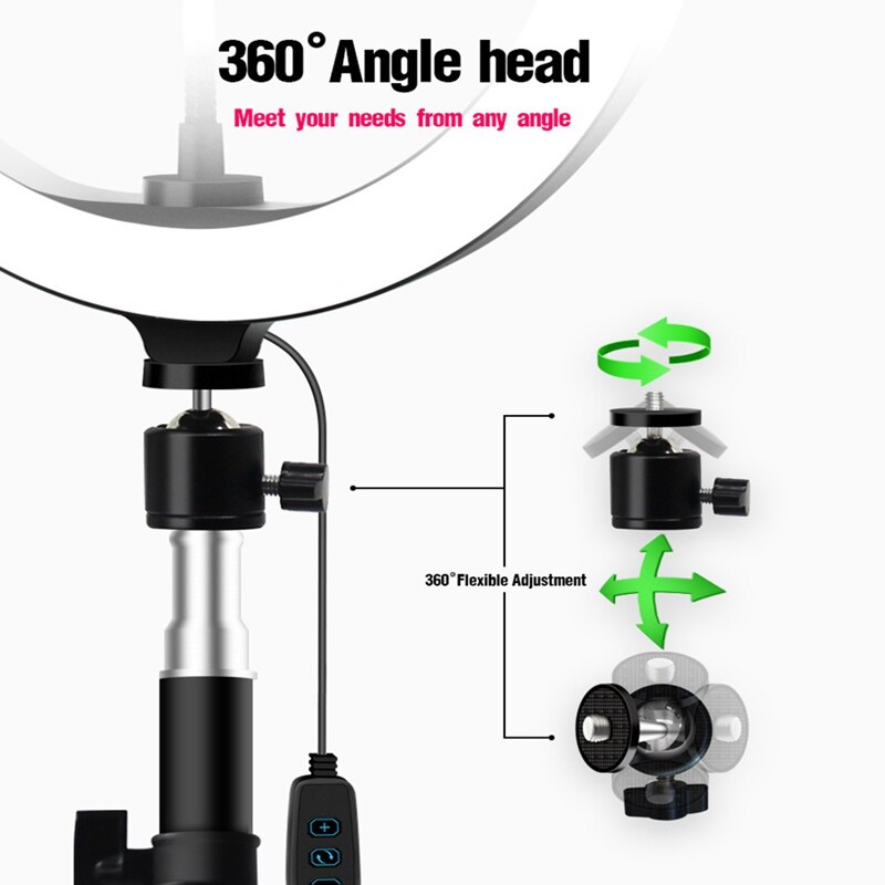 10- tums ringlampa med stativ för ipad fotograferingsstudio video led ringlampa 5600k med usb-kontakt för smink