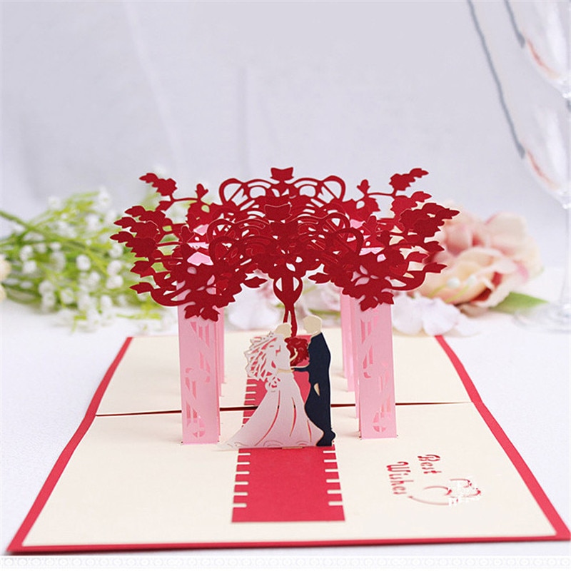 Offre spéciale cartes de vœux Pop-Up en 3D | Cartes de vœux romantiques d'anniversaire pour mariage, carte d'anniversaire de la saint-valentin: Type 1