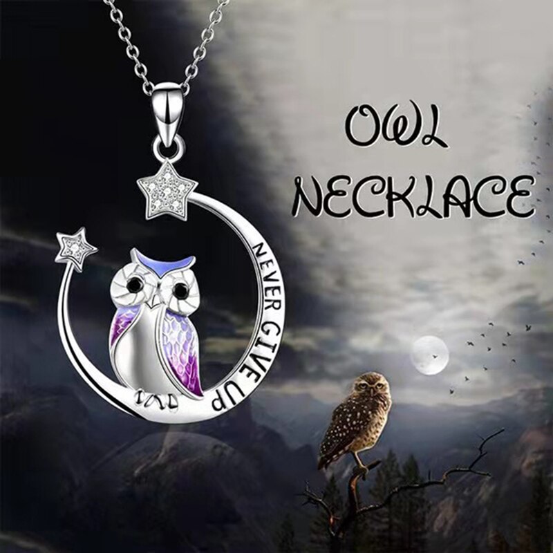 Collier en Zircon pour femme, mignon, hibou, lune, lettre, pendentif, étoiles, exquis, romantique, bijoux de fête de la saint-valentin