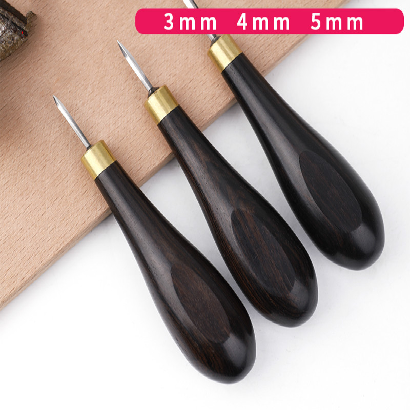 3/4/5mm skinn diamantsøm sy sy skinn sying søm reaming ibenholt håndtak