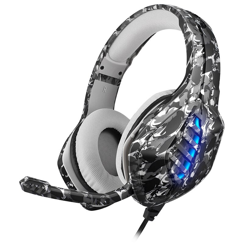 Camouflage Wired Gaming Headphone Deep Bass Headset Computer Gamer Earphone with Mic for PC Computer Phone Laptop