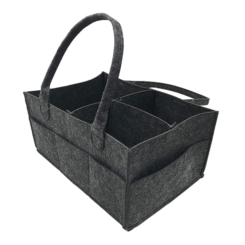 Koop Pearliky Felt Diaper Storage Bag Kid Diaper Portable Nursery Storage Bin Car Travel Bag - View #3