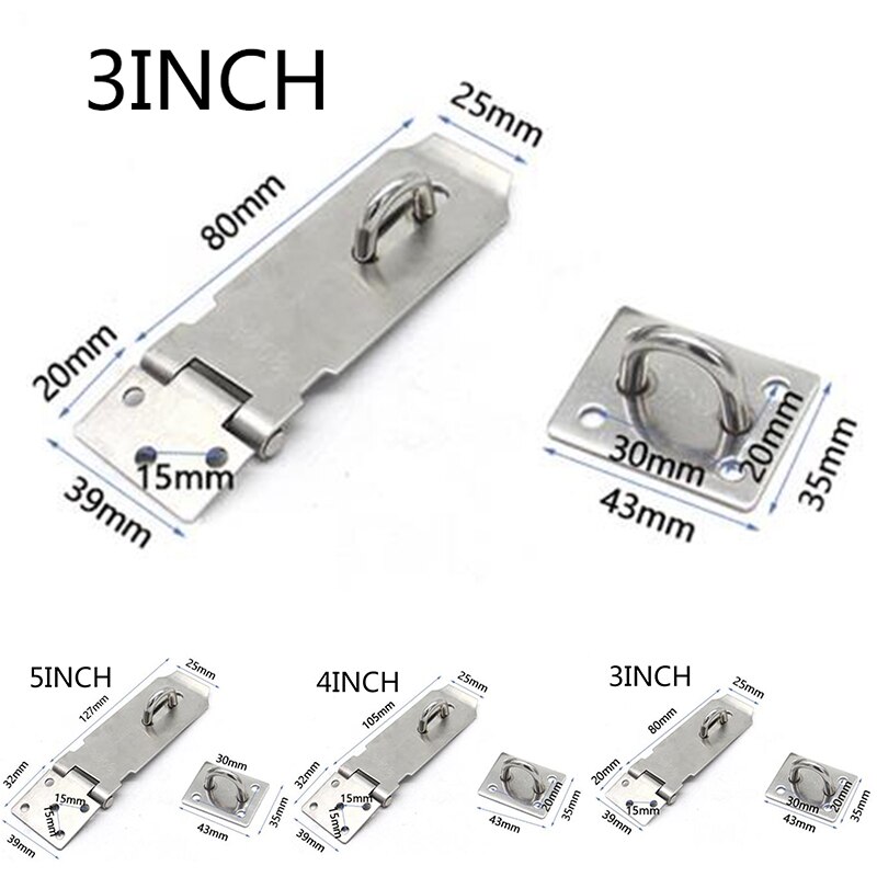 Hasp And Staple Gate Door Shed Latch Lock For Padlock Stainless-steel Durable