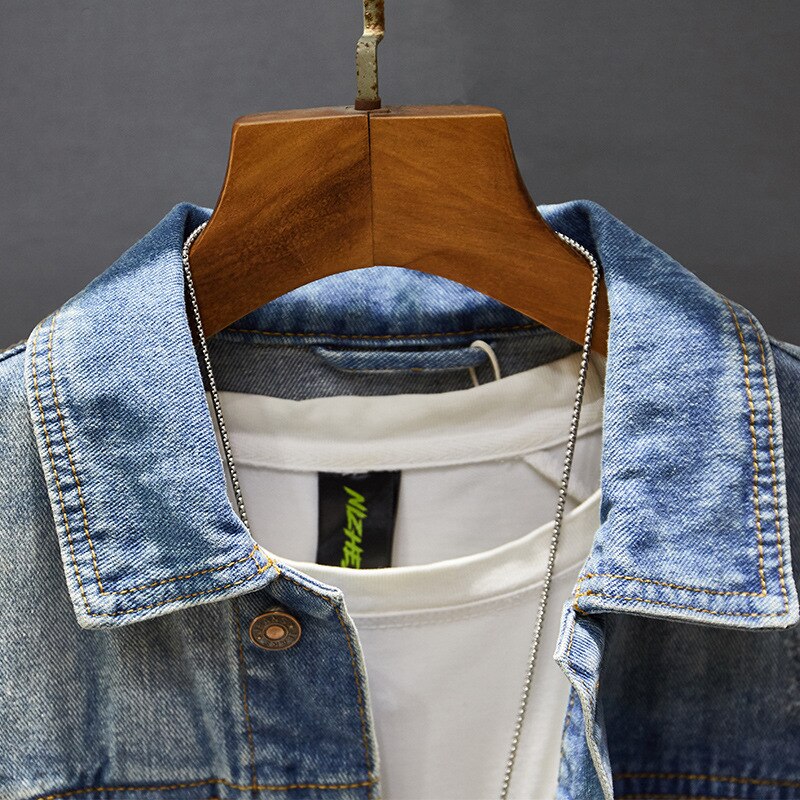 Roupas masculinas sping e outono streetwear denim jaqueta oversize moda tendência bonito algodão jean casaco masculino superior de alta qualidade