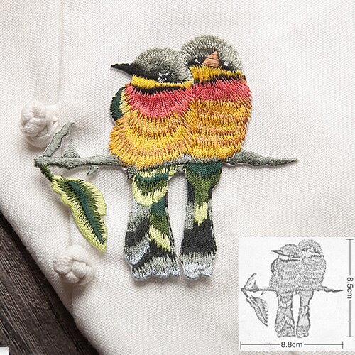 Vogel met Bloem Ijzer op Patches voor Kleding Borduren Applique DIY Hoed Jas Jurk Accessoires Kleding Sticker Strepen Badge: 03