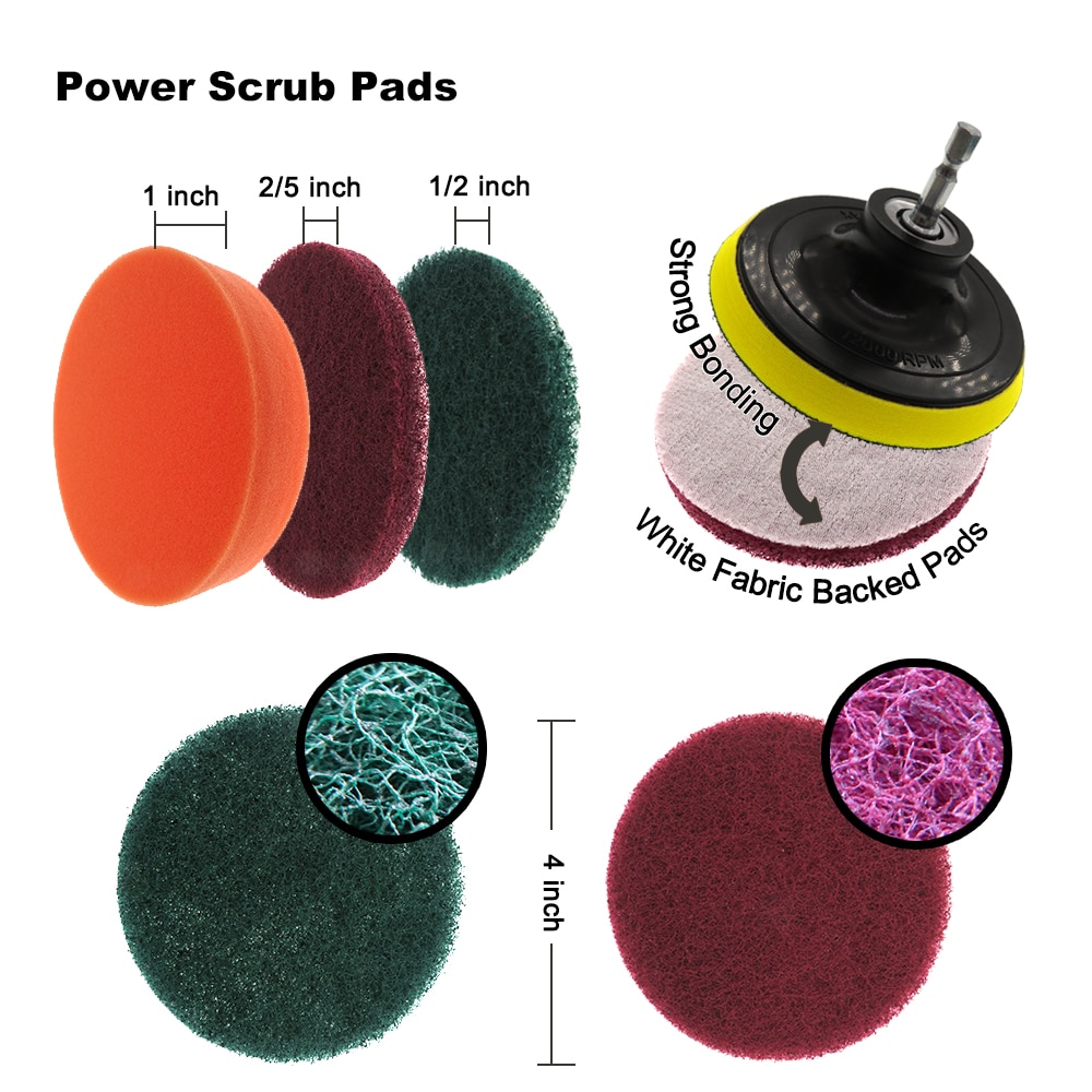25 stuks boorborstels, krachtige reinigingsborstels, nylon borstelbevestigingsset met verlengstuk voor bad, douche, tegels en auto