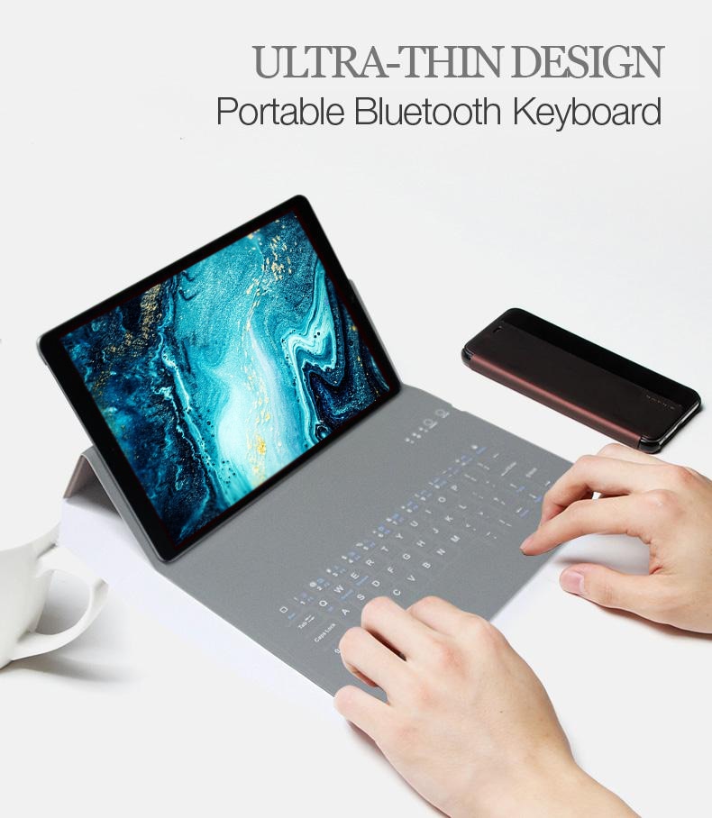 Ultradun draadloos bluetooth-toetsenbord met pu-leren hoes voor ipad 7th gen 10.2 ipad air 3/  ipad pro 10.5