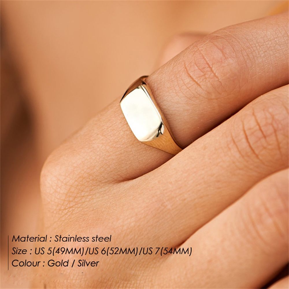 EManco Anillo redondo minimalista de acero inoxidable estilo punk Anillos de mujer chapados en oro para fiestas y festivales