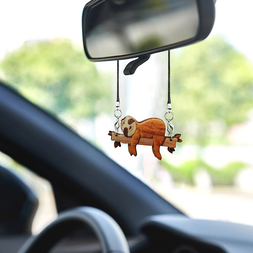 1Pc Houten Luie Luiaard Auto Hanger Auto Achteruitkijkspiegel Hanger Cartoon Cutehanging Ornament Auto Interieur Accessoires