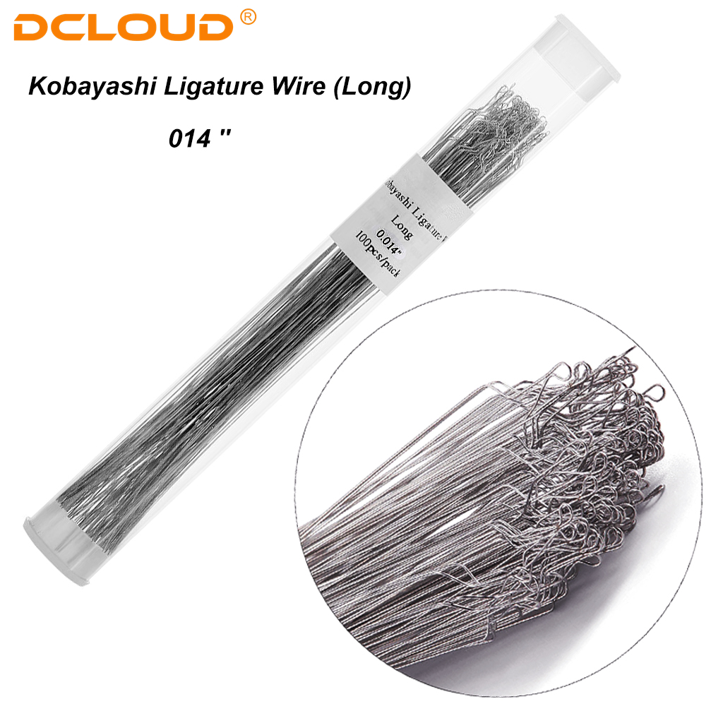 100pcs/pack Ortodoncia Dental Kobayashi Alambre Largo / Corto Ortopedia Metal Abrazadera Bracket Alambre 008/010/012/014 Material del dentista: Verde oliva