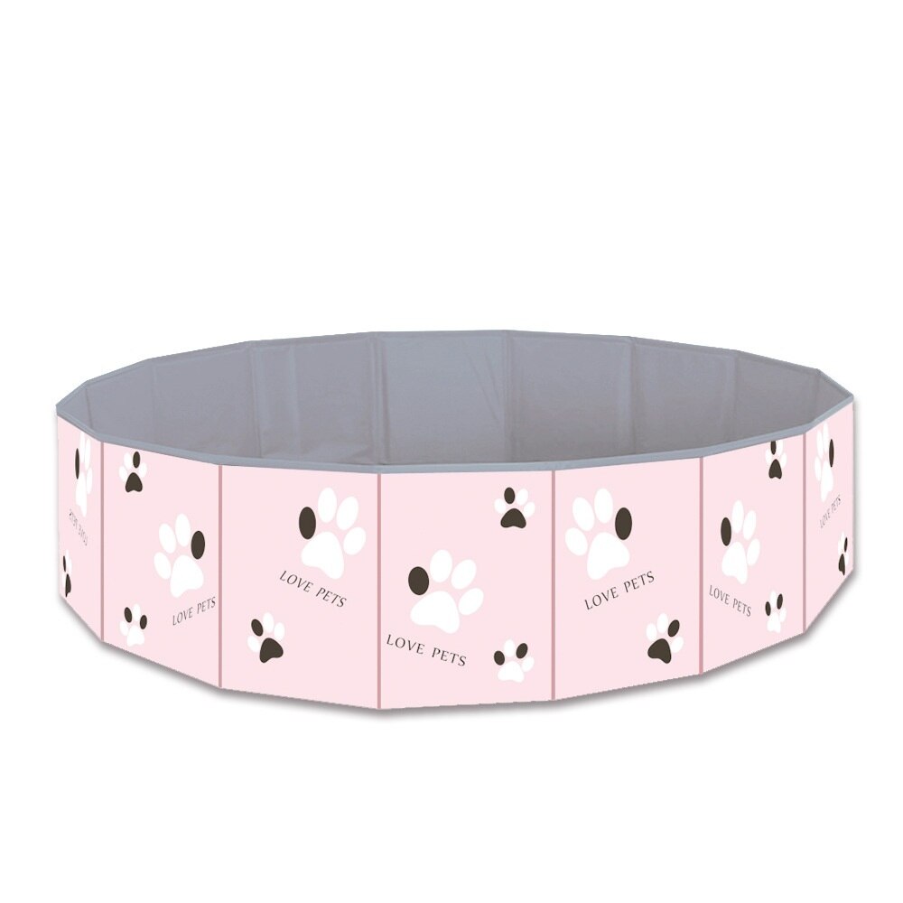 Dyreutstyr kjæledyrbasseng pvc sammenleggbart badekar hundebadekar katt og hund badekar lett å drenere blå stjerne rosa pot: Rosa --80-30cm