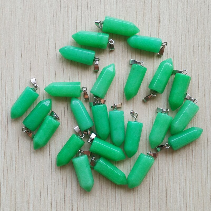 50pcs/lot bestselling good natural stone mix point pillar pendants for jewelry making: malaysian jade