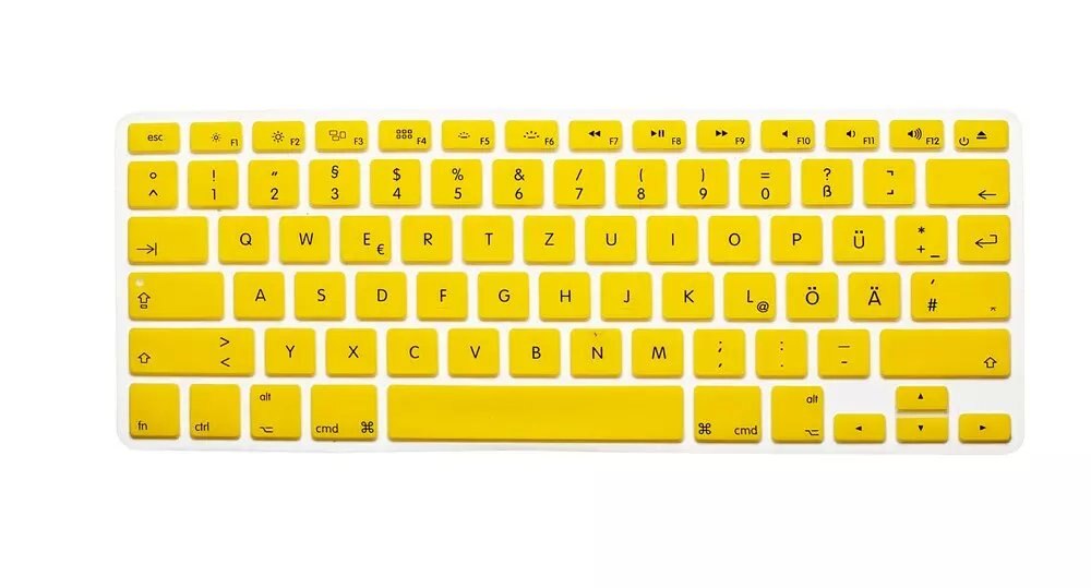 US Layout Duitse Letters Toetsenbord Beschermer Voor Macbook Air Pro Retina 13 &quot;15&quot; 17 &quot;Laptop Skin Covers voor Mac book 13 15 QWERTZ: Yellow