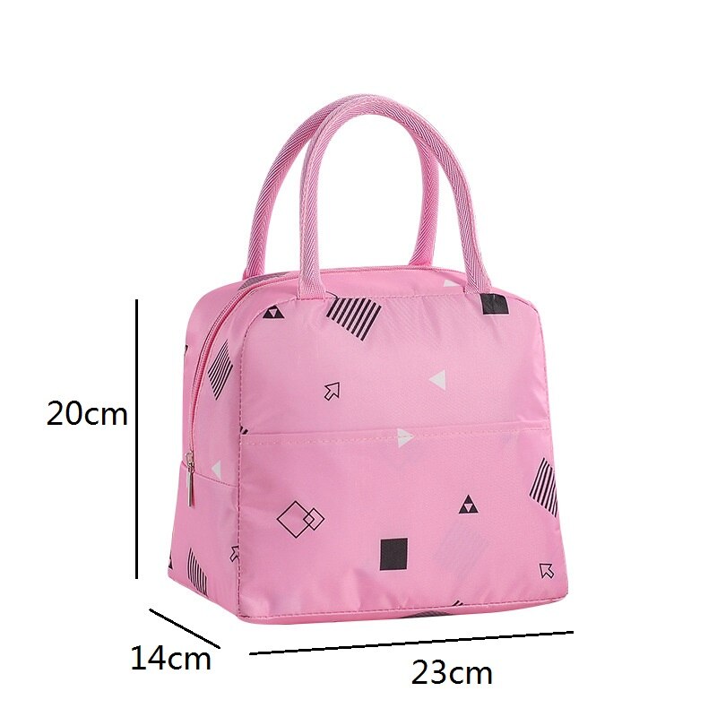 1PCs Rosa Dolcemente Portatile Della Chiusura Lampo Impermeabile Donne del Sacchetto di Pranzo Studente Scatola di Pranzo Termo Ufficio Sacchetti di Scuola Sacchetto Più Freddo di Picnic bolso