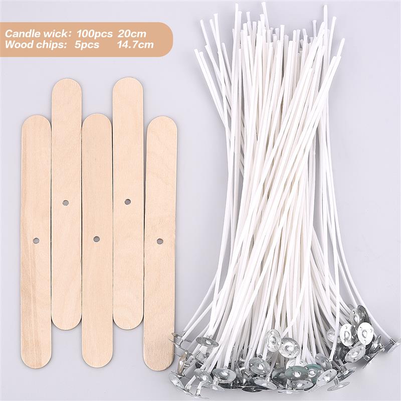 Mèche de bougie en fil de coton ciré de plusieurs tailles, 100 pièces/ensemble, mèche et support sans fumée, ensemble de fabrication de bougies, accessoires, support de mèches: vert militaire