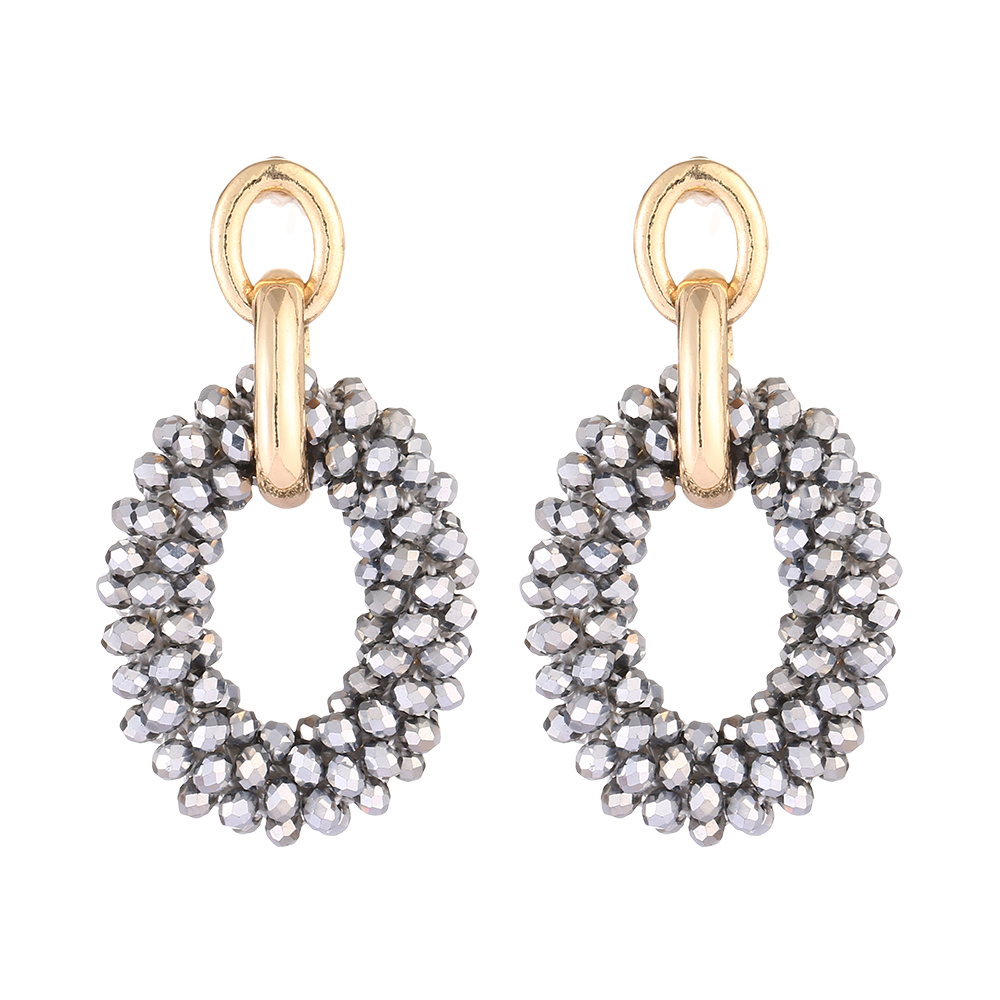 INKDEW pendientes de gota ovalados cadena oreja pendientes de cuentas de cristal hechos a mano para mujer joyería pendientes largos grandes joyería de EA070
