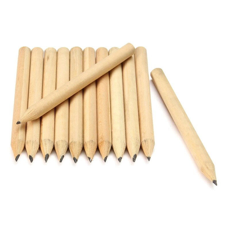 100 stk / lot mini træ hb korte blyanter miljøvenlig mekanisk grafitblyant til børn kontorskole papirvarer 8.6cm
