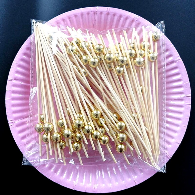 100 stk 12cm jordbærformede fruktspyd bambusspyd cocktail dessert gaffel tre frukt forrett tannpirker perle frukt