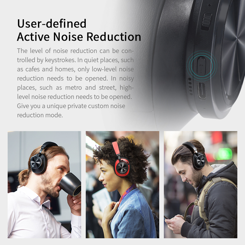 Bluedio T7 auriculares inalámbricos con Bluetooth auriculares con cancelación activa de ruido definido por el usuario para teléfonos y música