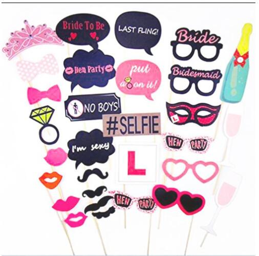 Funny Birthday Photo Booth Props DIY Mr Mrs Wedding Groom Bridal Party Decor Baby Shower Bride To Be Bride Team Shooting Props: 30PCS single queen