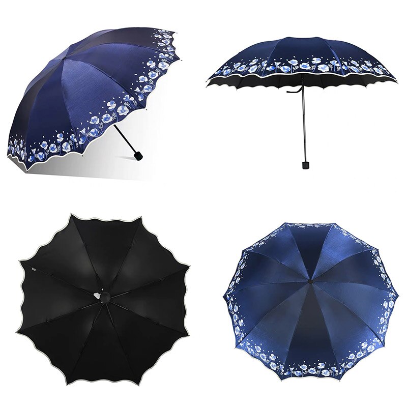 106cm stora parasoll regn kvinnor blomma fällbara dubbel parasoll tjej lätta kvinnliga uv-skydd paraplyer