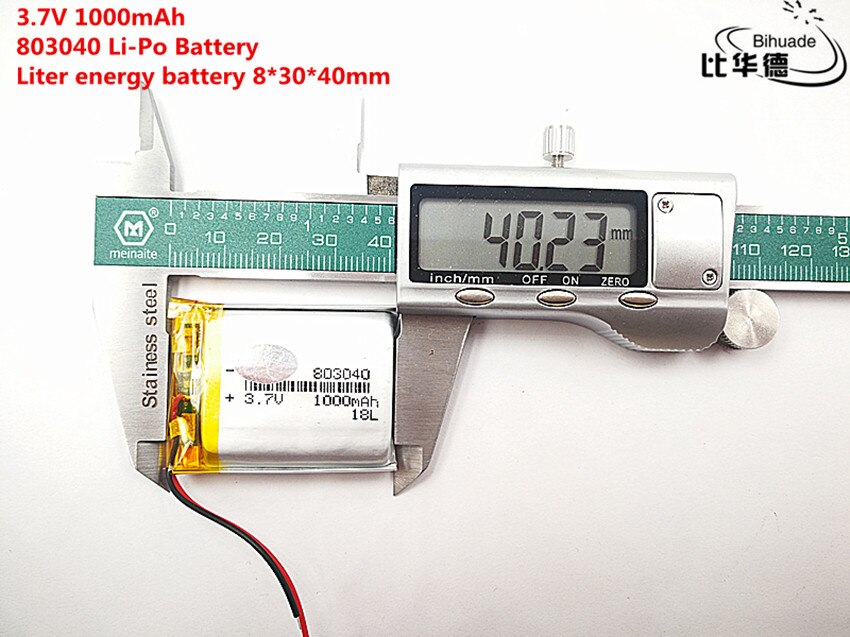 10 stücke Liter energie batterie Gute Qulity 3,7 V, 1000 mAH, 803040 Polymer lithium-ion/Li-Ion batterie für SPIELZEUG, POWER BANK, GPS, mp3, mp4