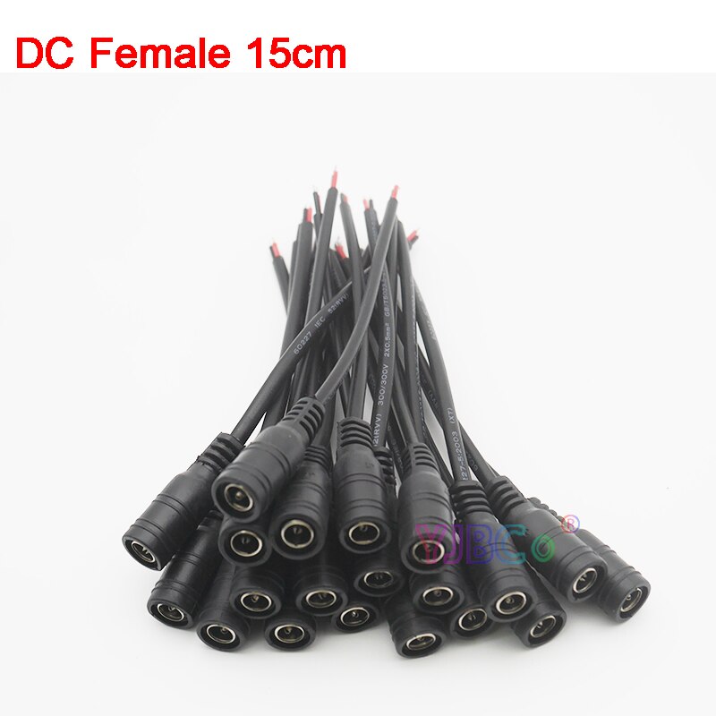 5Pcs Man Vrouw Gratis Lassen Dc Connector/Dc Connector Plug Cable Connector Voor Led Power Adapter Cctv camera Led Strip: DC Female 15cm