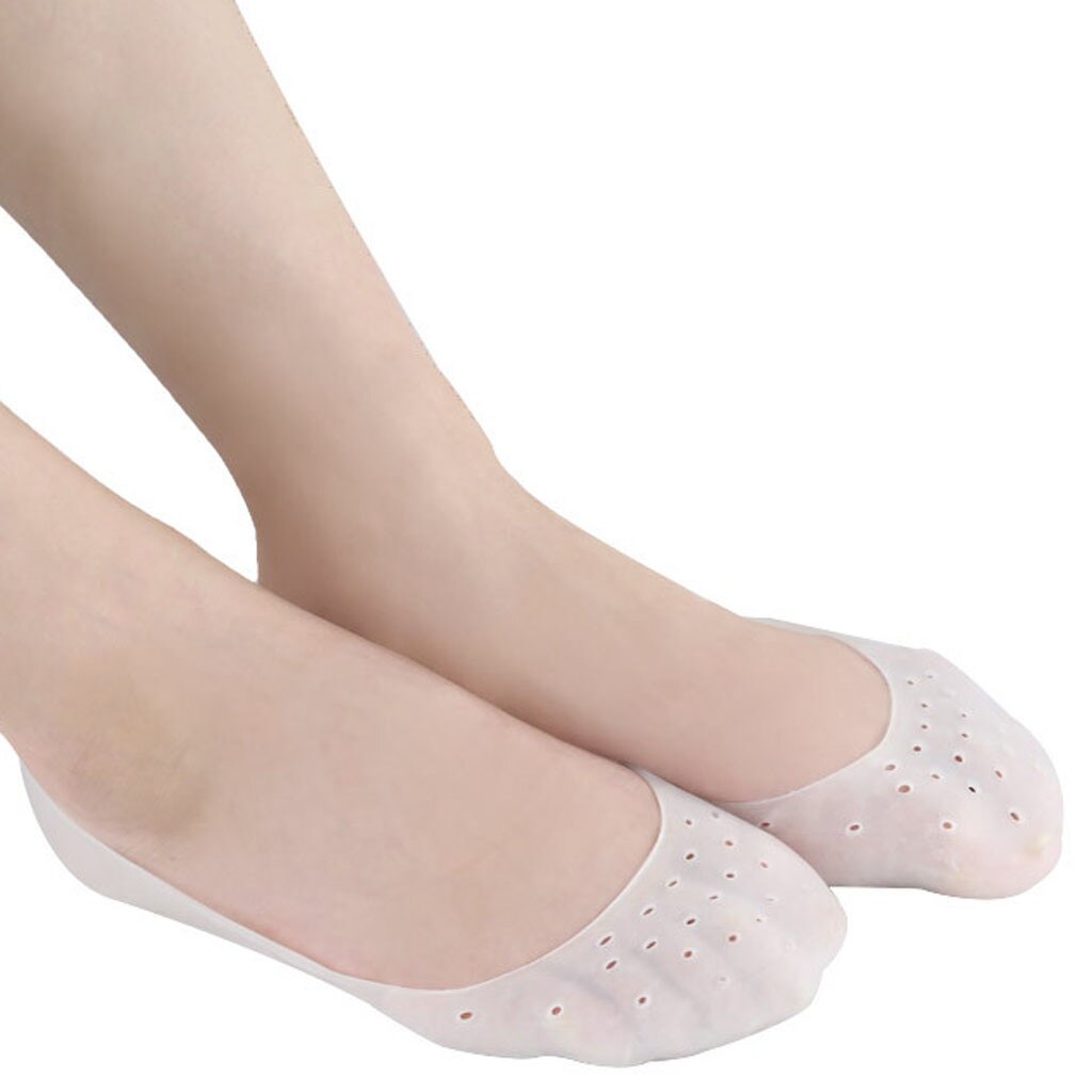 1Pair Gel Sock Silicone Foot Care Tool Feet Protector Pain Relief Crack Prevention Moisturize Dead Skin Removal Sock #916: white hole  L