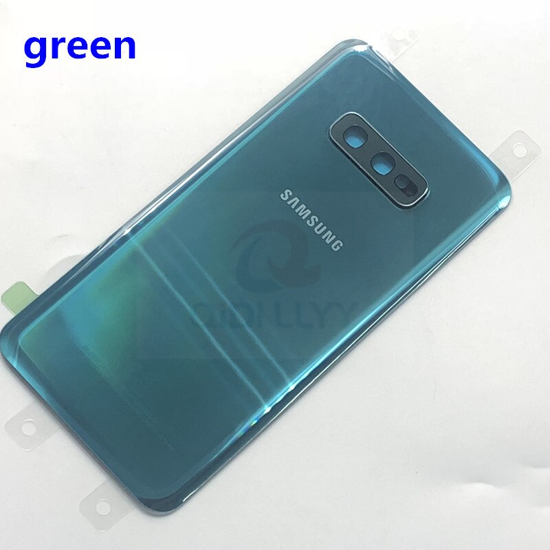 Sostituzione vetro posteriore per Samsung Galaxy S10 G973F S10 + G975F S10E G970 coperchio batteria custodia porta posteriore + sticke impermeabile: S10E green