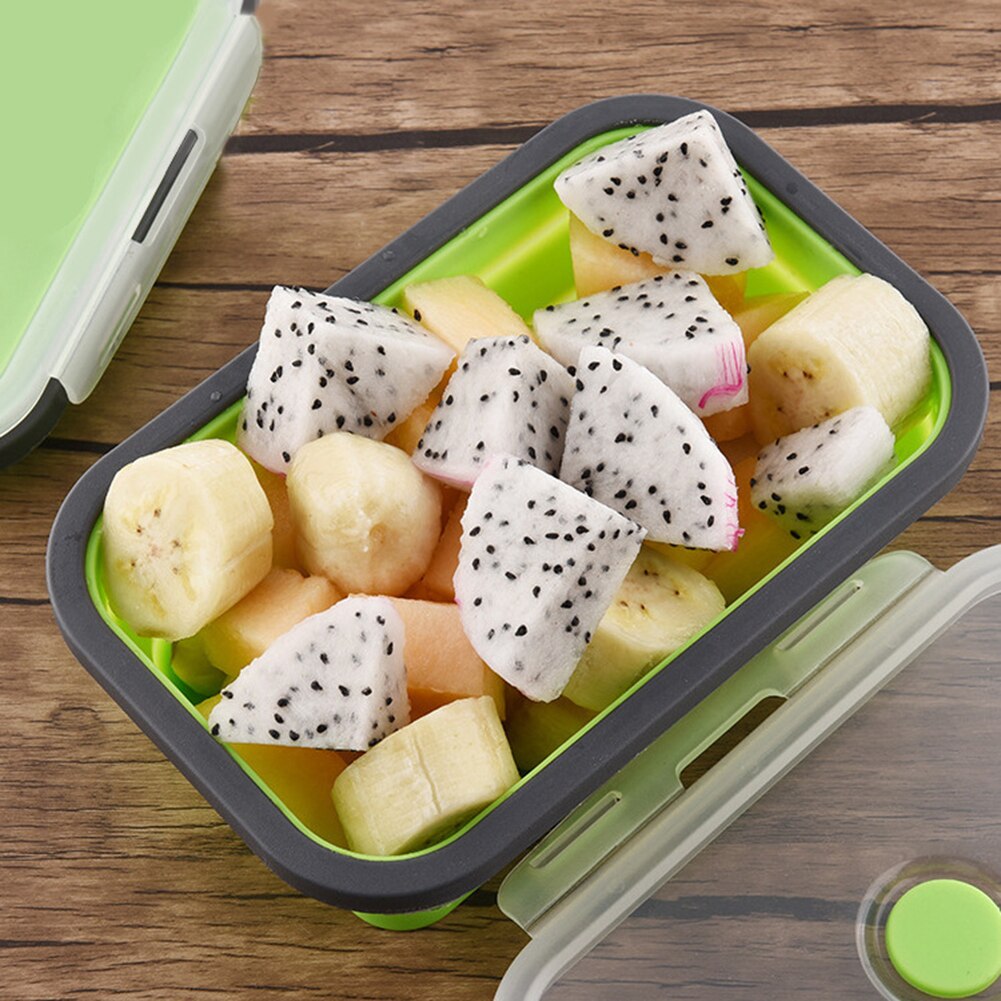 Portable Rectangular Silicone Collapsible Lunch Box Folding Food Keep Fresh Storage Container Eco-Friendly Lunchbox Bento Box