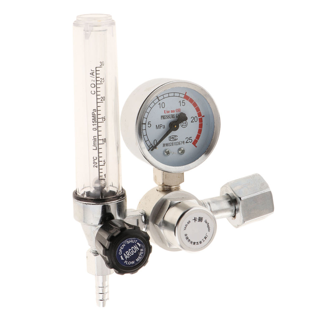 YesWelder Argon/CO2 Flowmeter Regulator For TIG/MIG Welding - Compatible With Argon & CO2