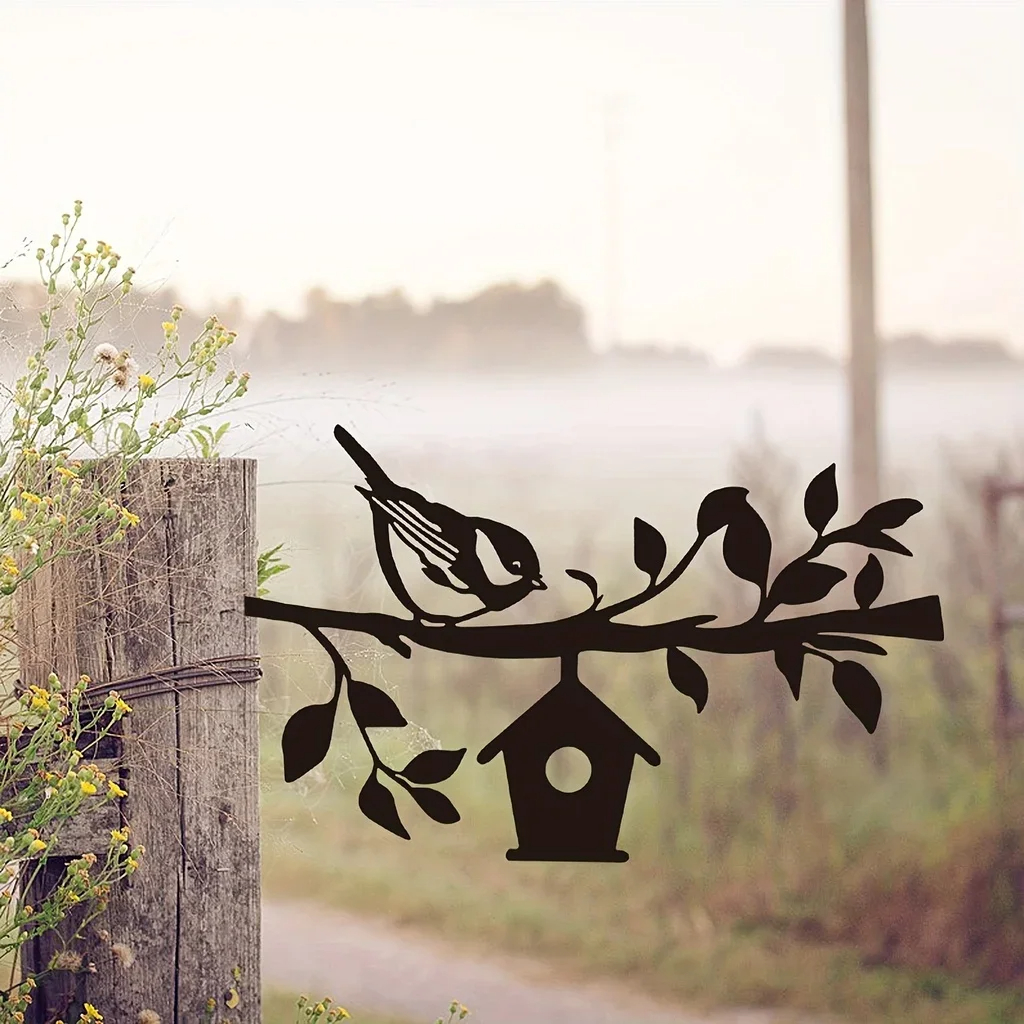 Ddpnkl spurv metal silhuet havepæl, metal havekunst, havetrædekorationer baghave terrasse udendørs dekoration