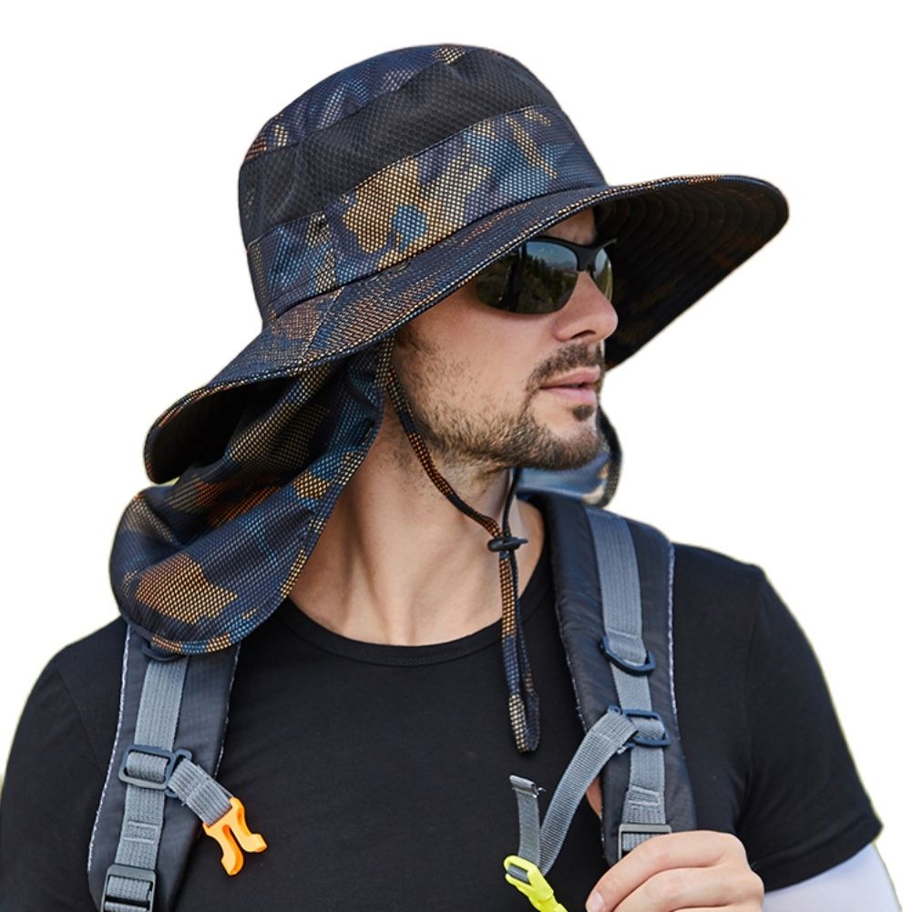 Summer Sun Hats Men Camouflage Large Bucket Cap Foldable Breathable Anti UV Sun-proof Hats outdoor Hiking Camping Fishing Cap