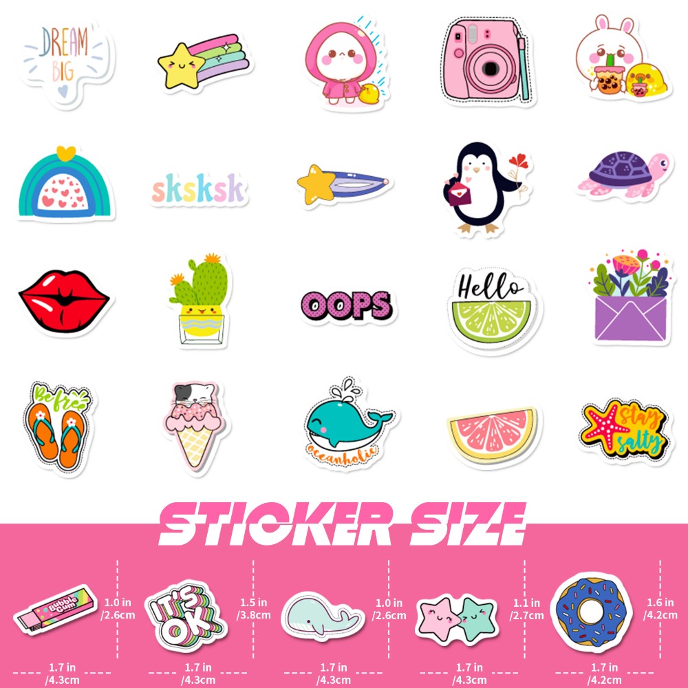 100 pièces Kawaii mignon autocollant Vsco esthétique en direct pour enfant autocollant coloré bricolage ordinateurs portables bouteilles d'eau téléphones autocollants décoratifs