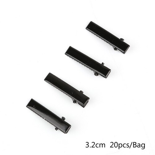 20pcs/bag Iron Hair Ornaments Duckbill Folder Waves Hairpins Base For Hair Clip Claw Findings Jewelry Making: 32mm Black