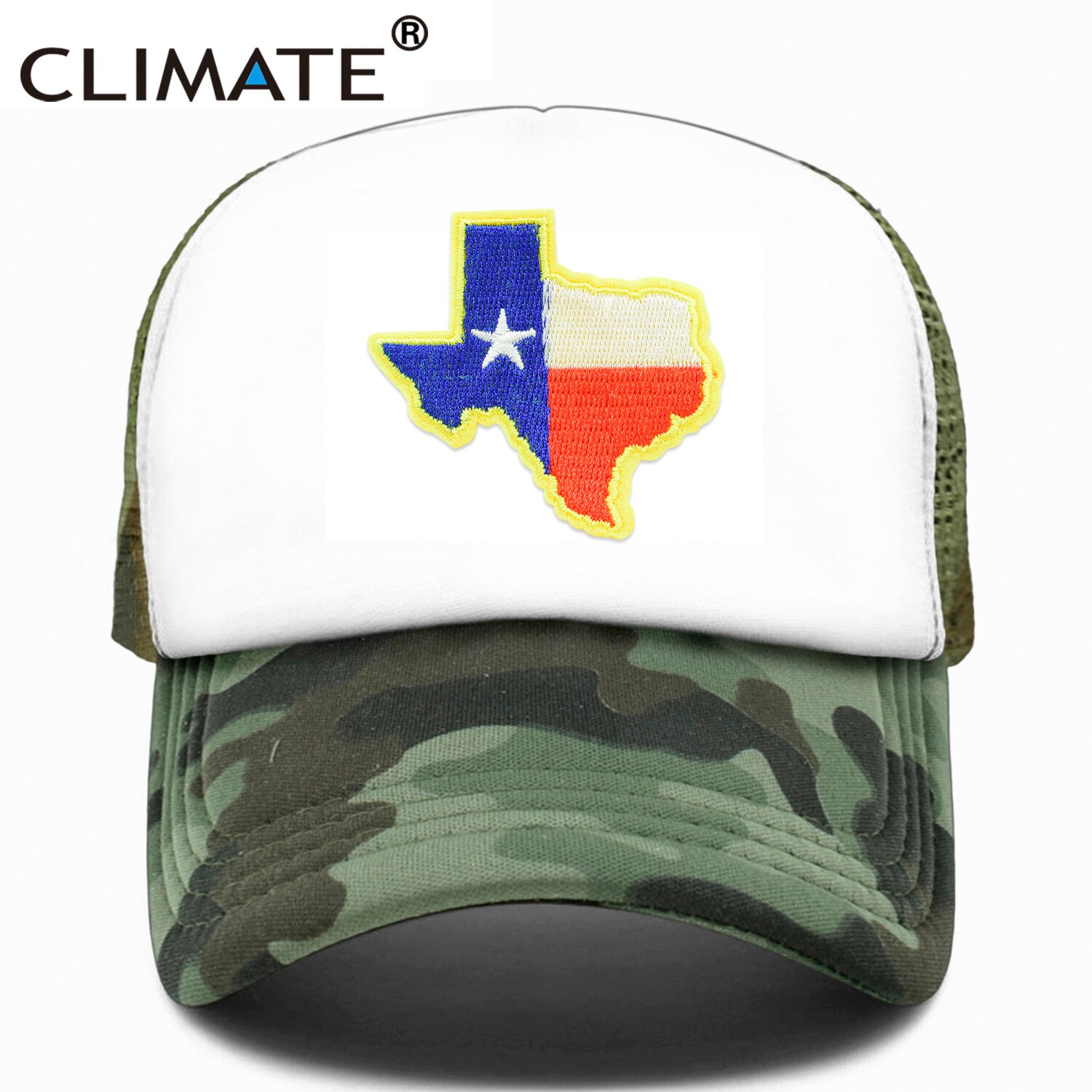 CLIMATE Texas Trucker Cap State of Texas Cap Flag of Texas Map Mesh Cool Hat Cap Cool Mesh Cap Adult: Camouflage / Kid 52to55cm head